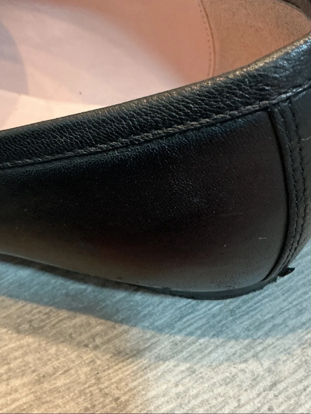 kate spade Cape Cod Spade Black Leather Slip-On Loafers Silver Spade Sz 7.5B